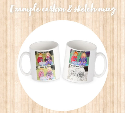 Personalised photo cartoon / sketch mugs